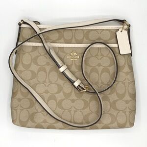 COACH |File Crossbody | Signature Canvas | White Leather Details | Gold Hardware